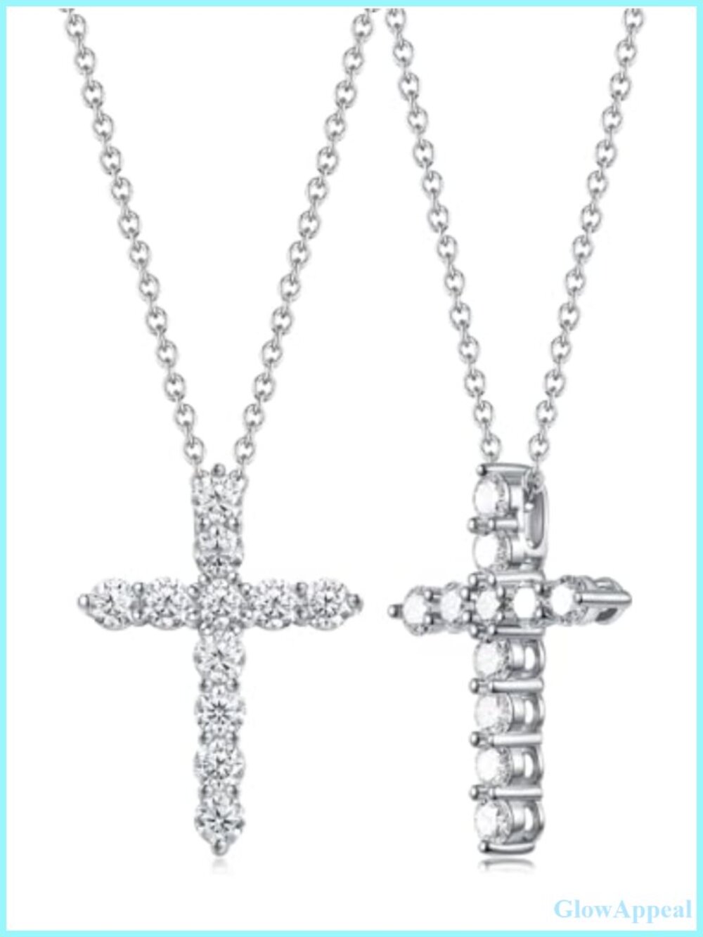 Moissanite Cross Necklace Solid 925 Sterling Silver Pendant Link Chain